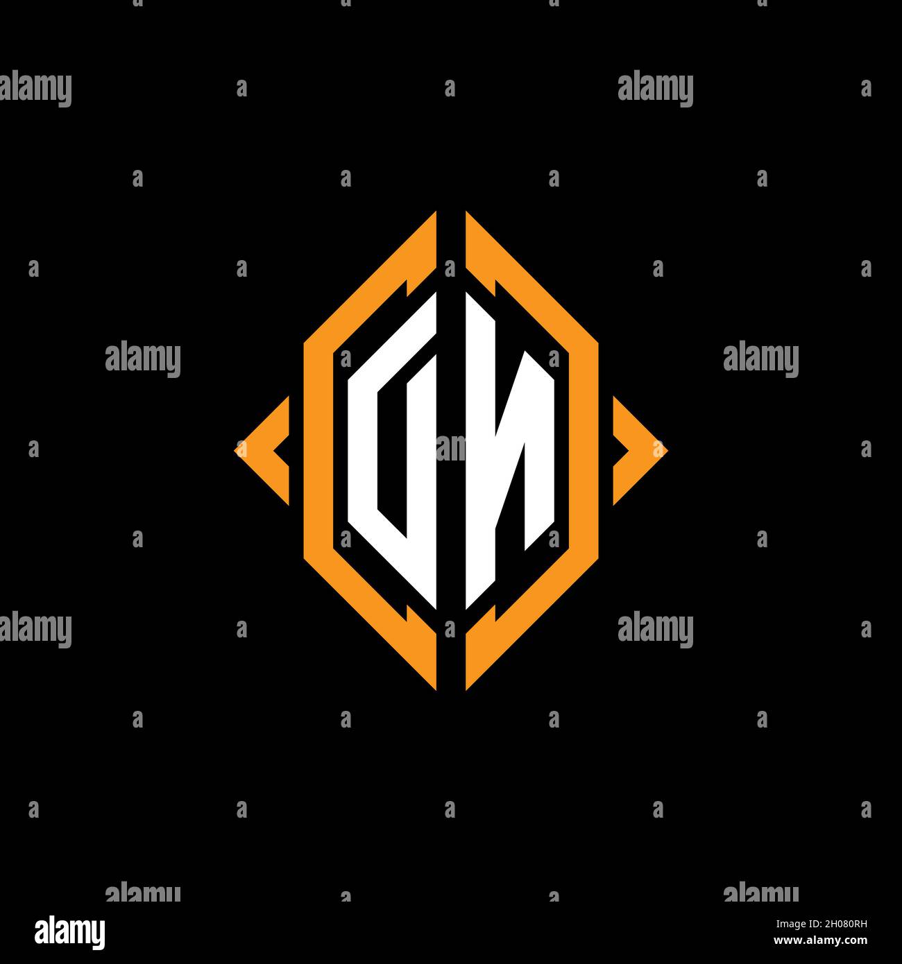 DN Monogram geometric shape style template. Monogram initial design vector on isolated background Stock Vector