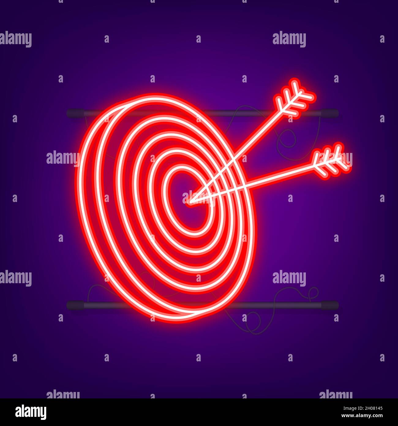 Target with an arrow icon concept market goal. Neon icon. Vector ...