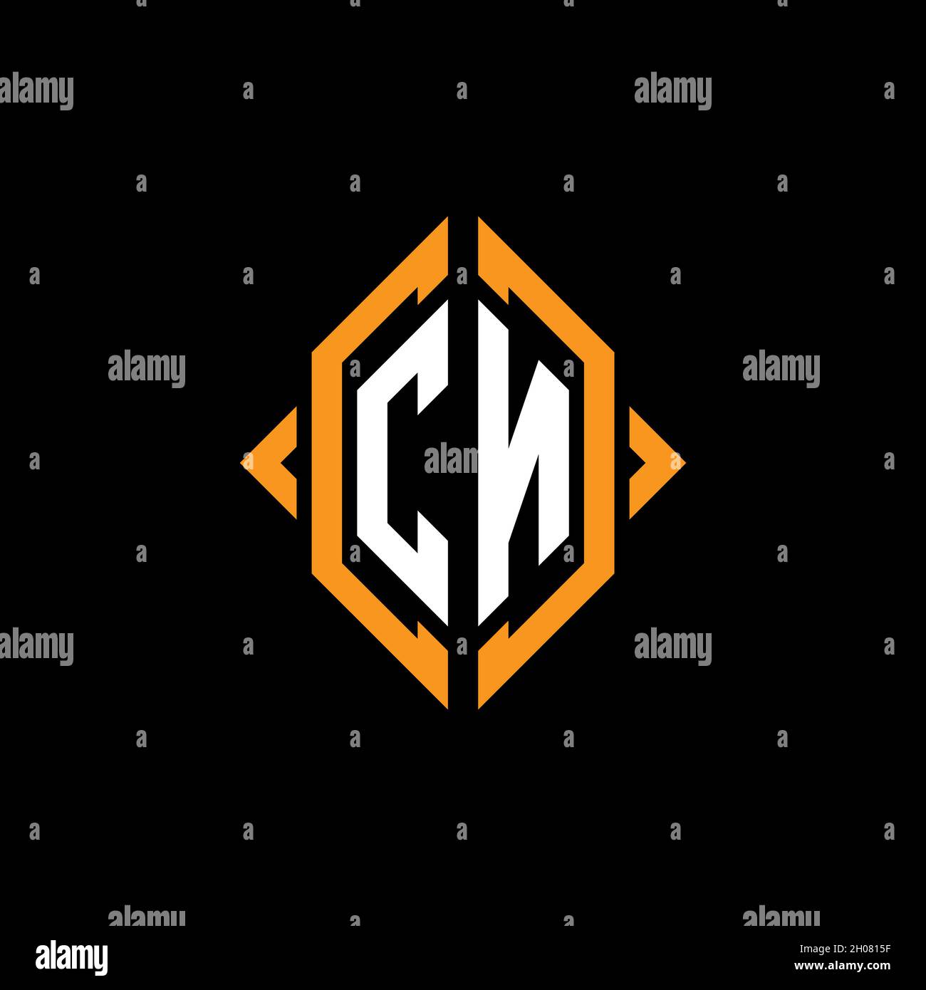 CN Monogram geometric shape style template. Monogram initial design vector on isolated background Stock Vector