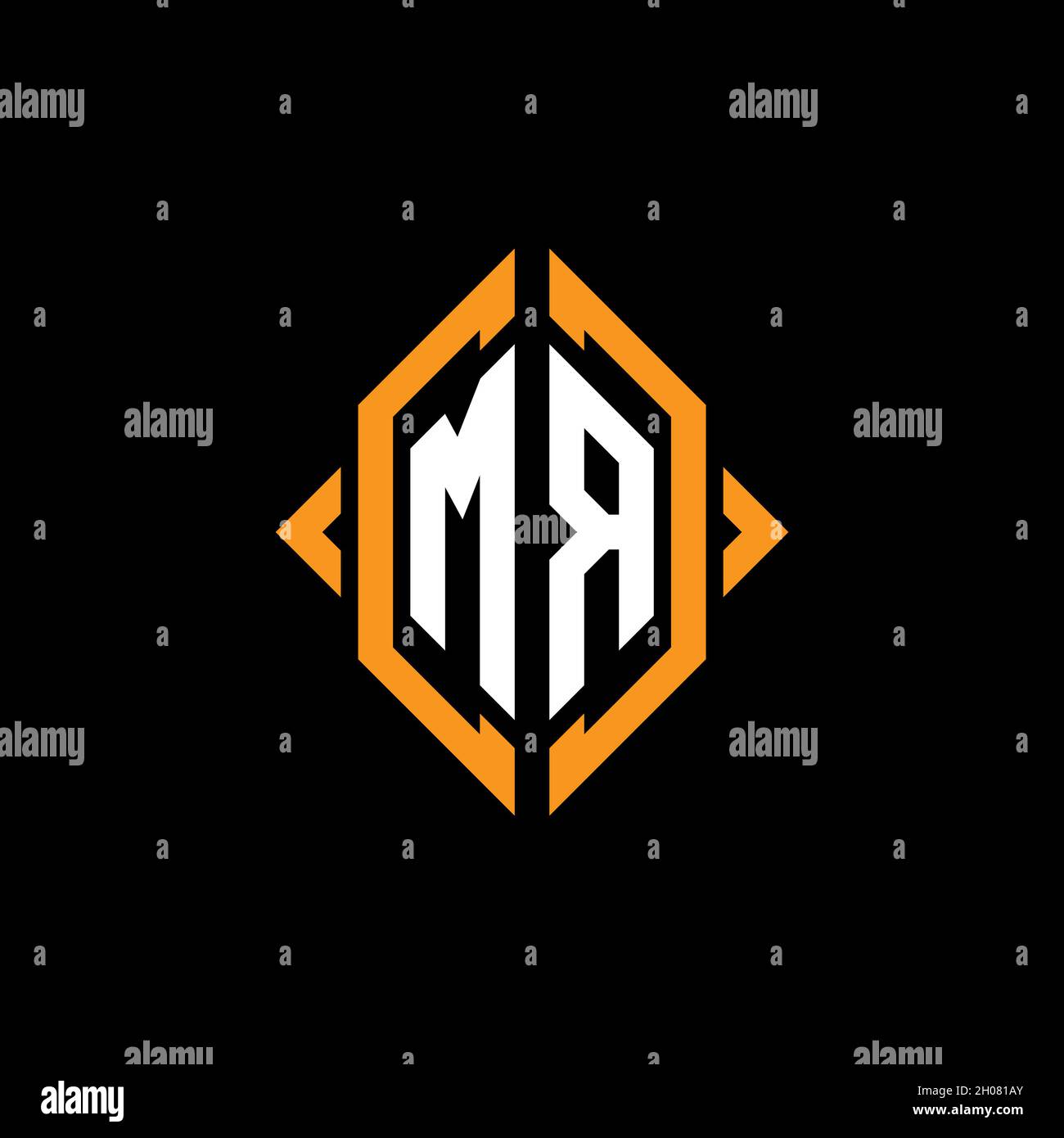 MR Monogram geometric shape style template. Monogram initial design ...
