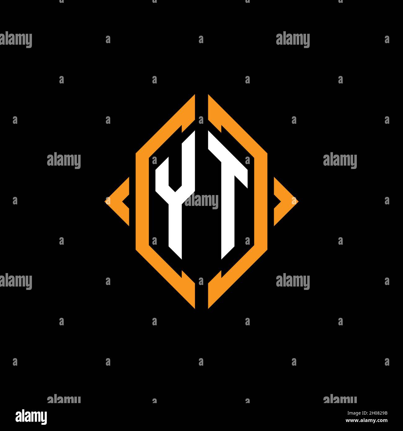 YT Monogram geometric shape style template. Monogram initial design vector on isolated background Stock Vector