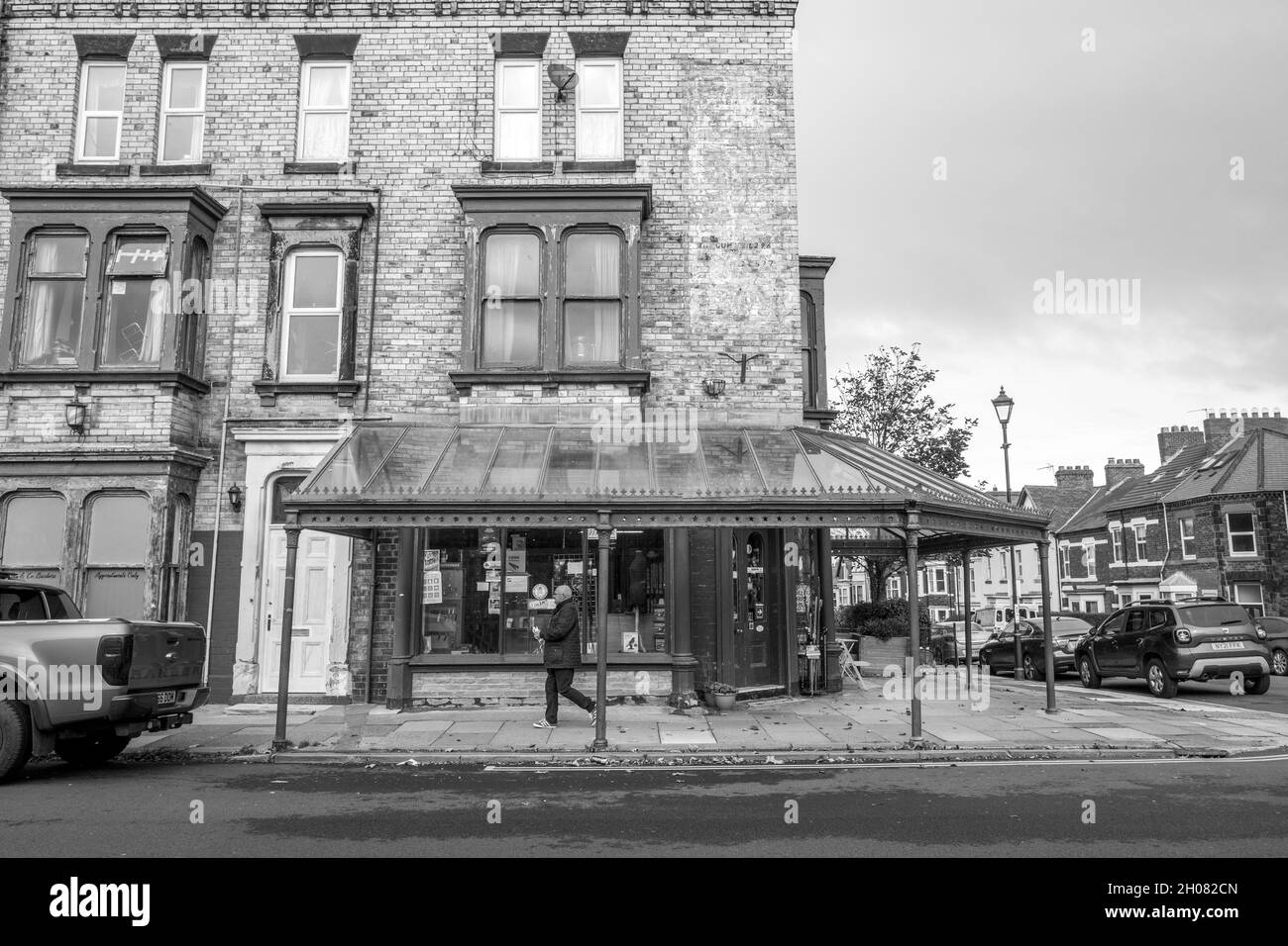 Keith's sport shop, a Victorian white brick terrace building, Saltburn by the Sea, England, UK. Stock Photo