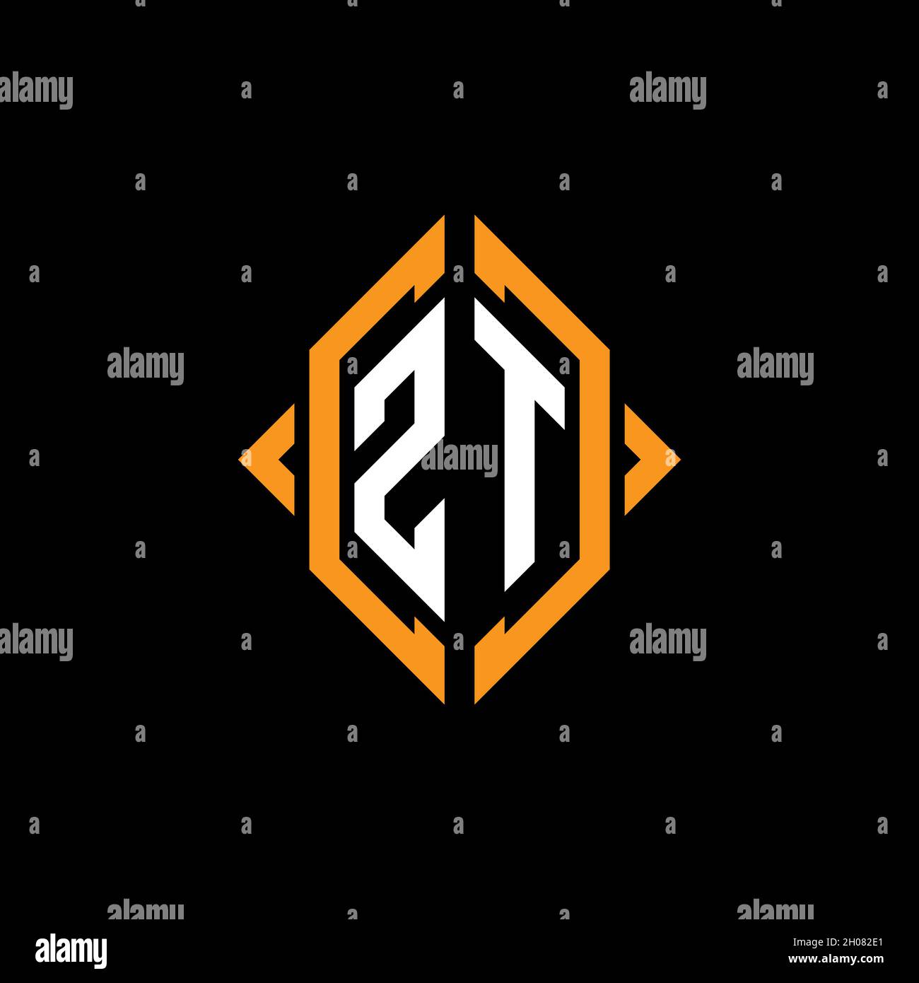 ZT Monogram geometric shape style template. Monogram initial design vector on isolated background Stock Vector