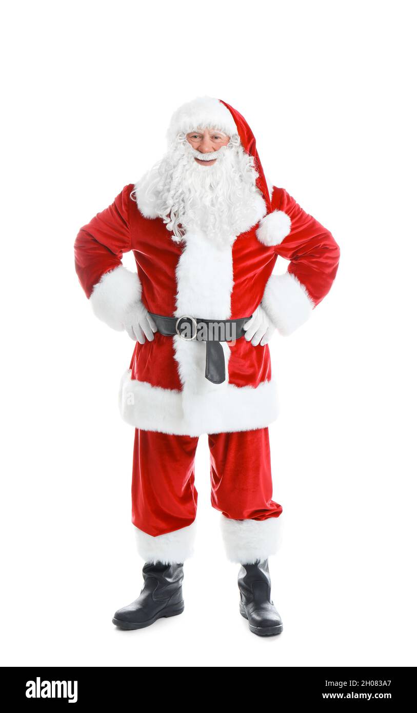 Authentic Santa Claus on white background Stock Photo - Alamy