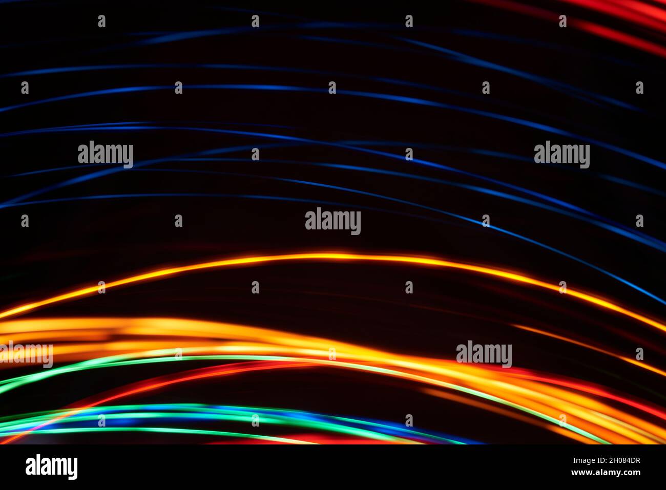 Abstract dynamic light lines background, multicolor image with copy space. Stock Photo
