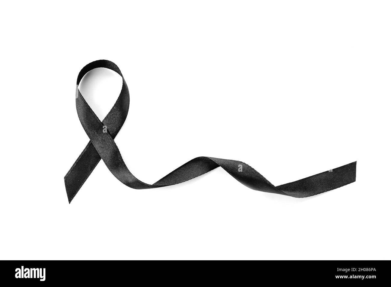 Black ribbon on white background. Funeral accessory Stock Photo Alamy