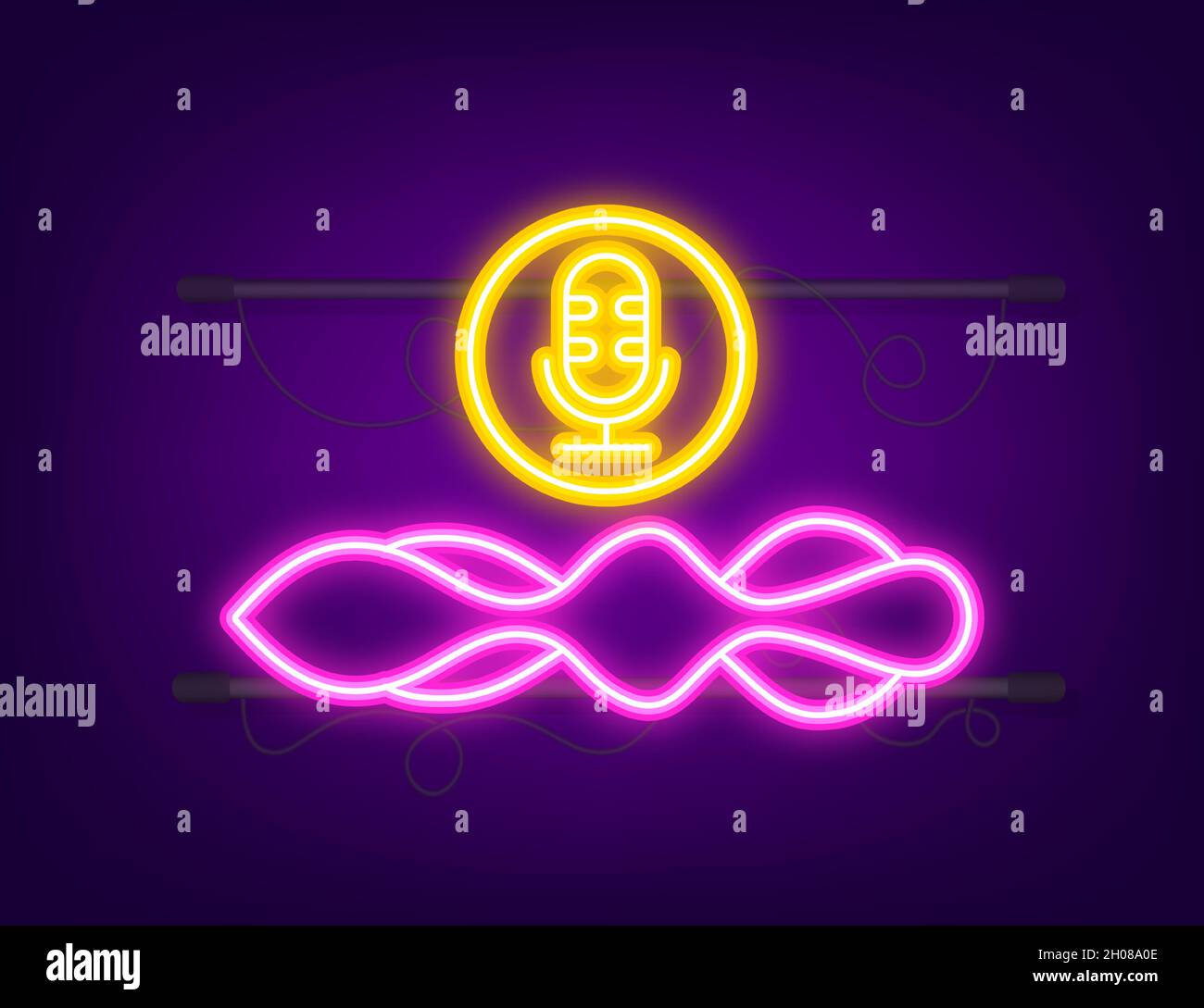 Podcast neon icon. Badge, icon, stamp, logo. Vector stock illustration ...