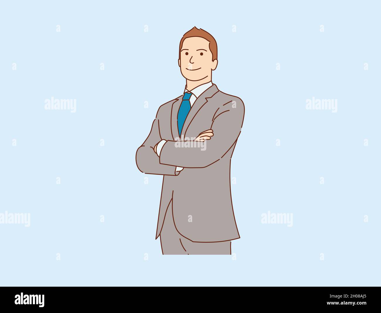 Handsome young businessman Happy smiling standing isolated , vector ...