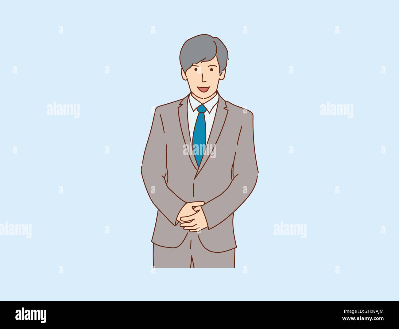 Handsome young businessman Happy smiling standing isolated , vector ...