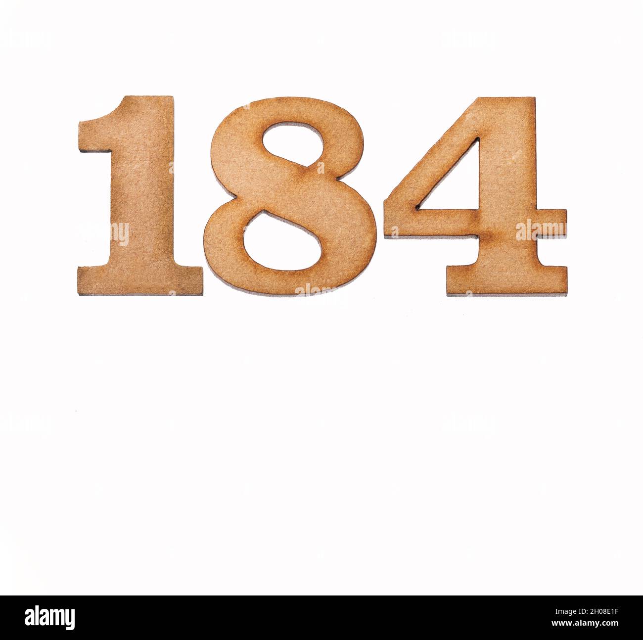 Number 184 in wood, isolated on white background Stock Photo - Alamy
