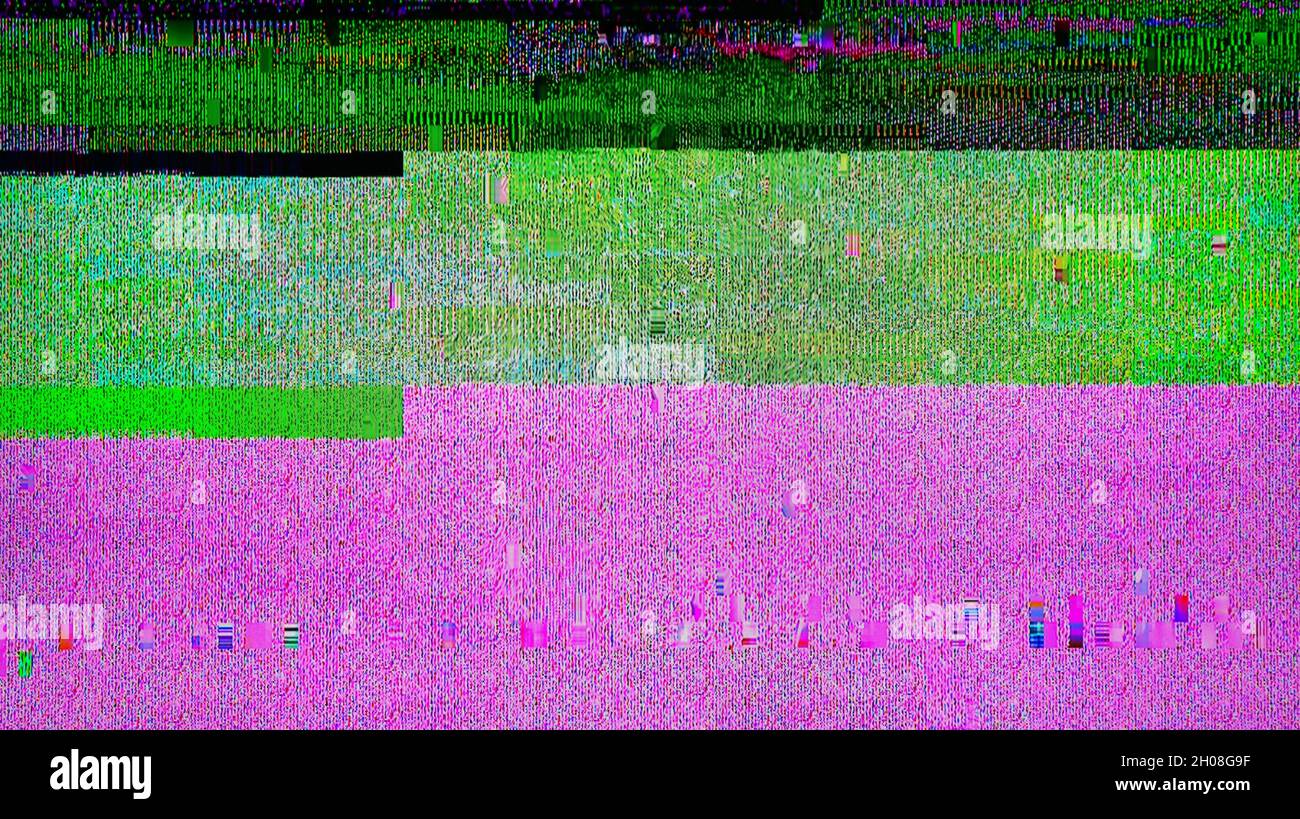 TV Static Noise Glitch Distortion Effect Digital Video signal on modern LCD TV during live