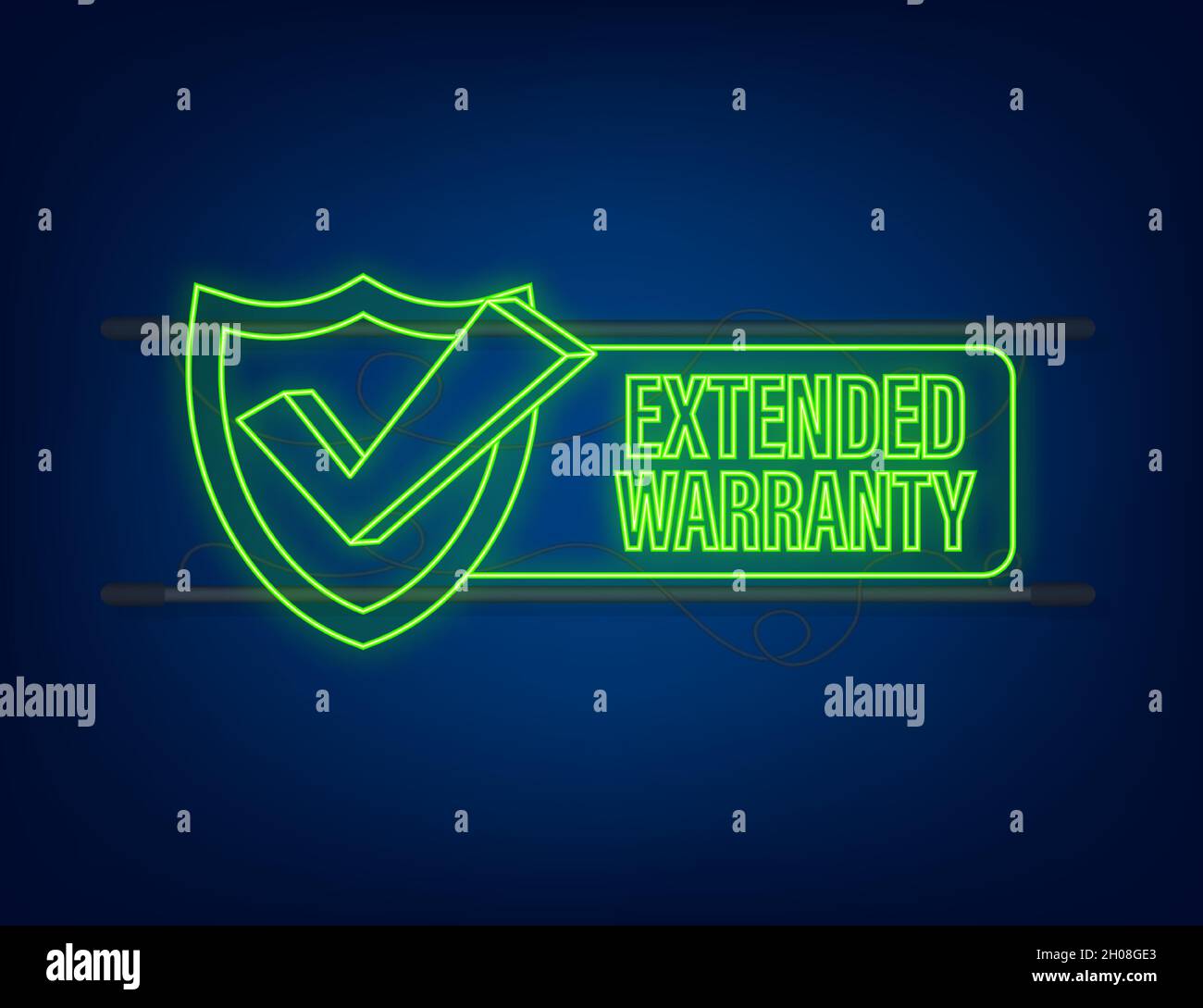 Extended warranty label or sticker. Badge, icon, stamp. Neon icon. Vector illustration Stock
