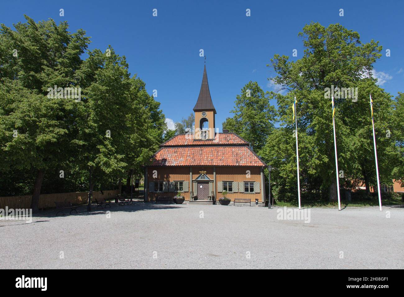 Sweden, Sigtuna - May 31 2019: exterior view of Sigtuna Town Hall in a sunny day on May 31 2019 in Sigtuna, Sweden. Stock Photo