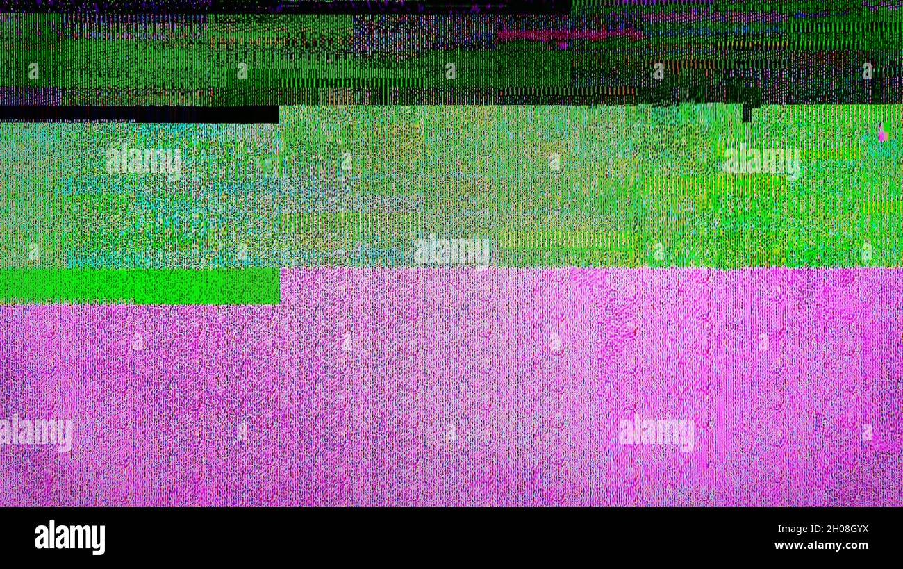 TV Static Noise Glitch Distortion Effect Digital Video signal on modern LCD TV during live