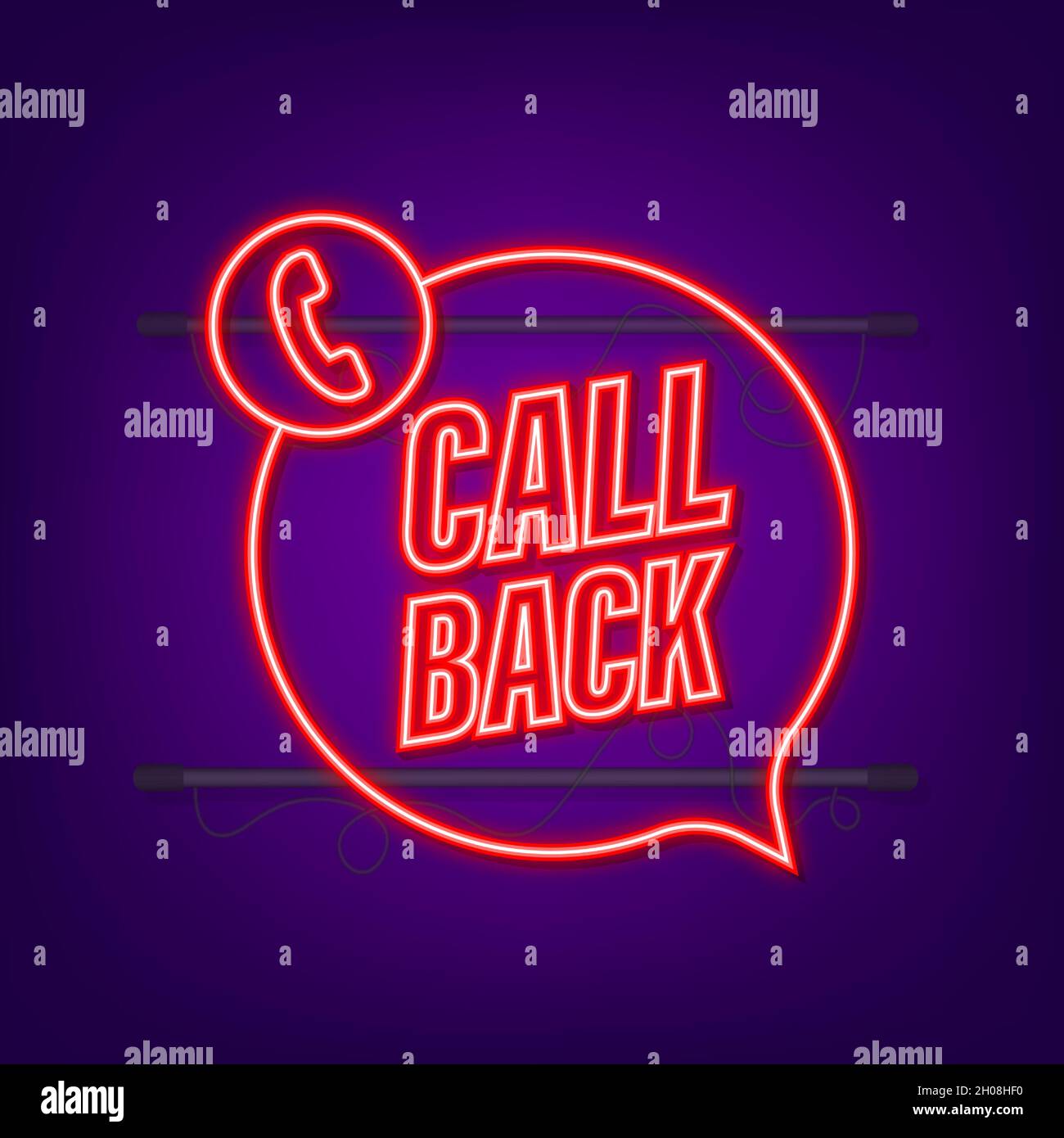 Call back. Information technology. Telephone neon icon. Customer ...
