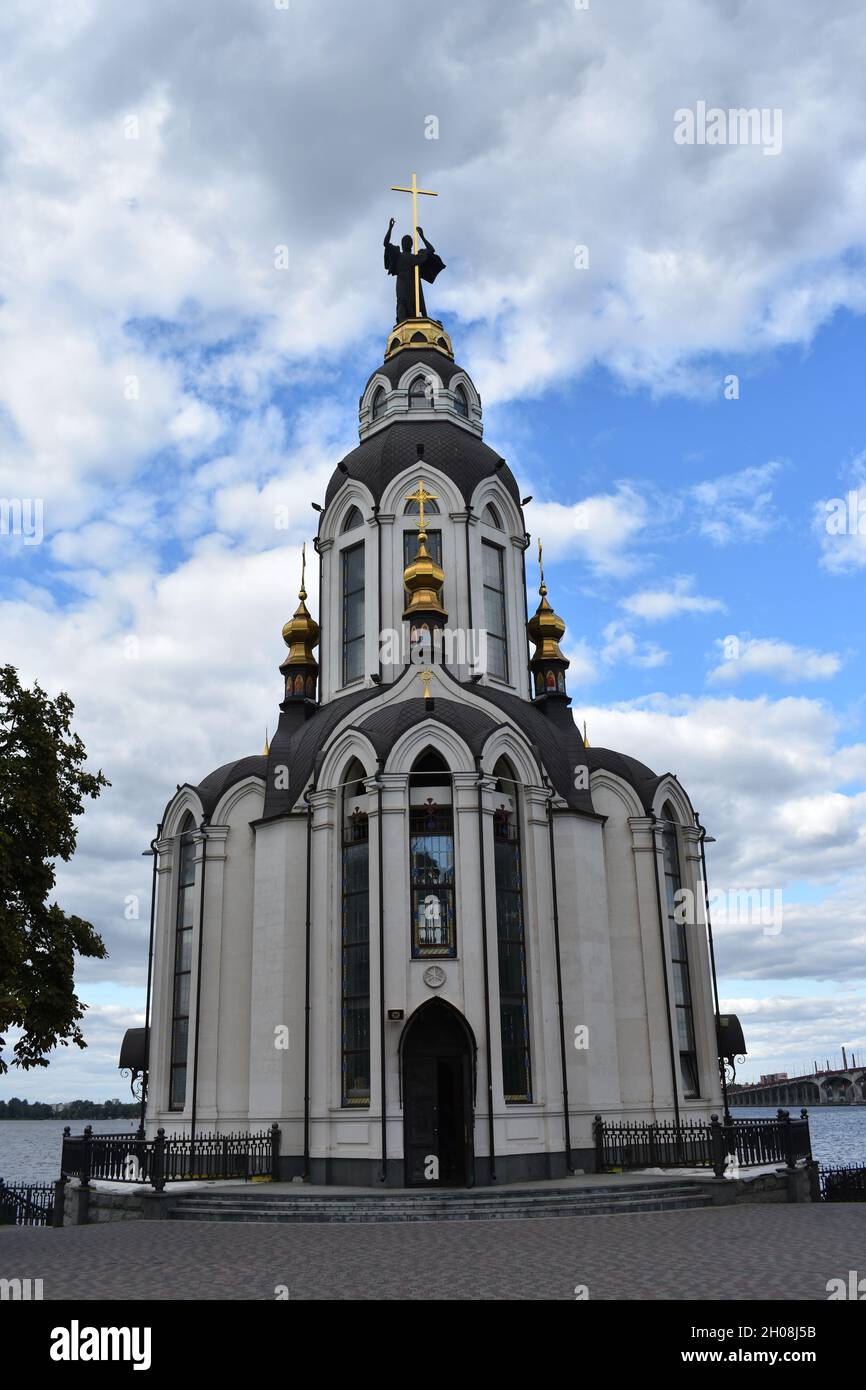 Amazing view with sunny blue sky and clouds of Church in the Honor of ...