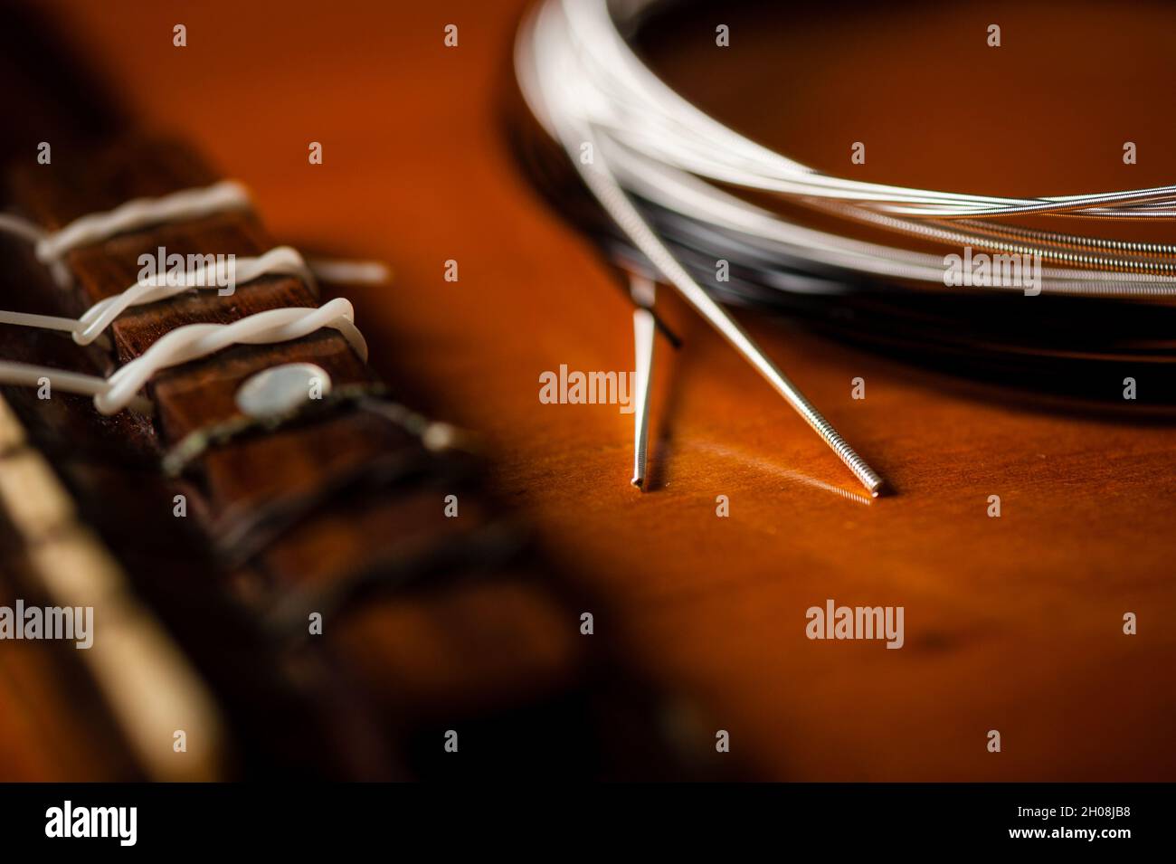 abstract new nylon core guitar strings. Restring classical guitar