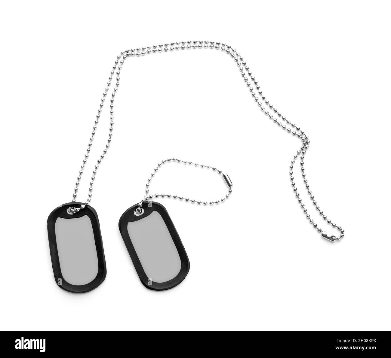 Military ID tags on white background Stock Photo - Alamy