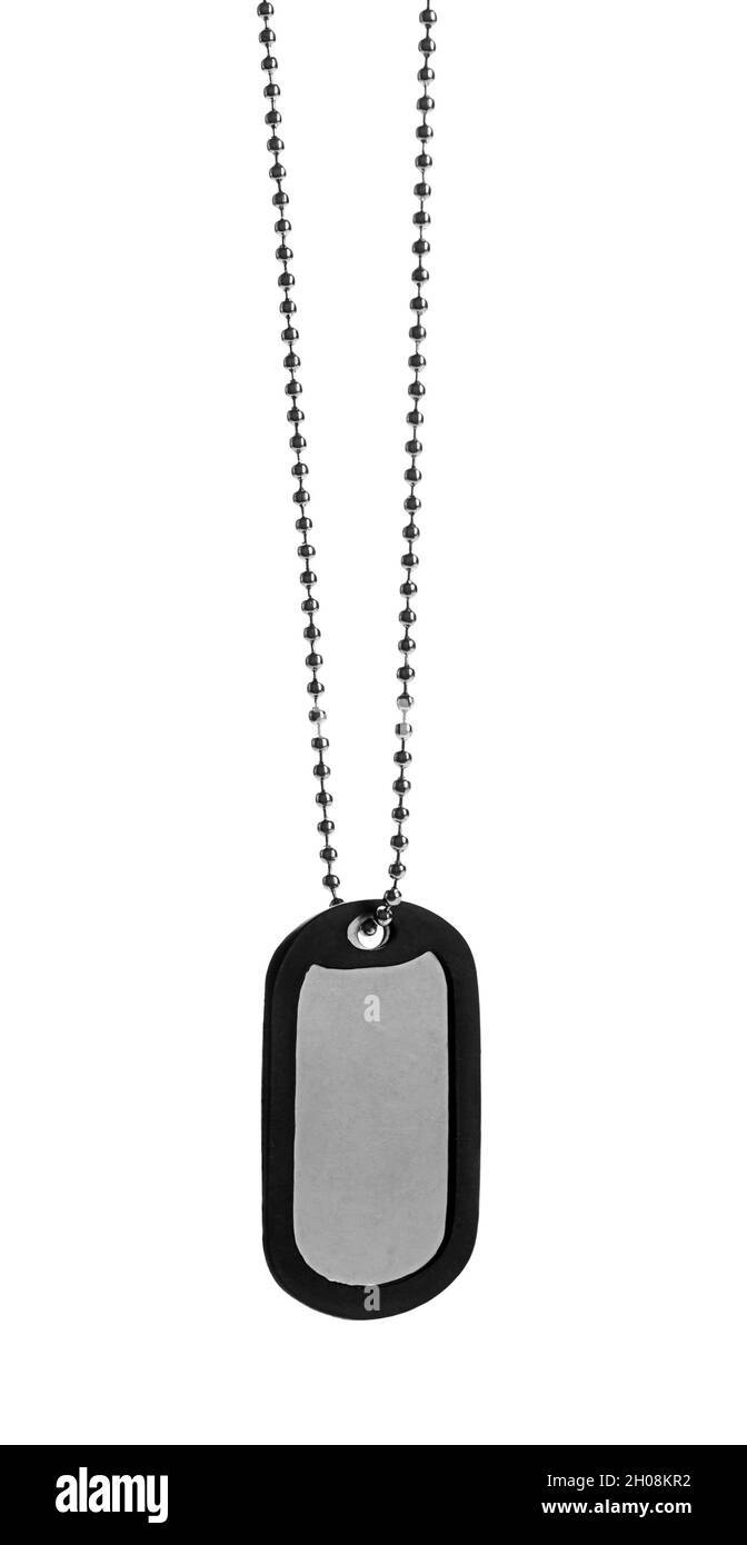 Military ID tag on white background Stock Photo Alamy