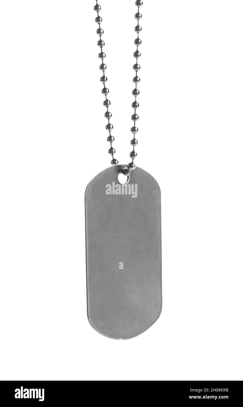 Military ID tag on white background Stock Photo Alamy