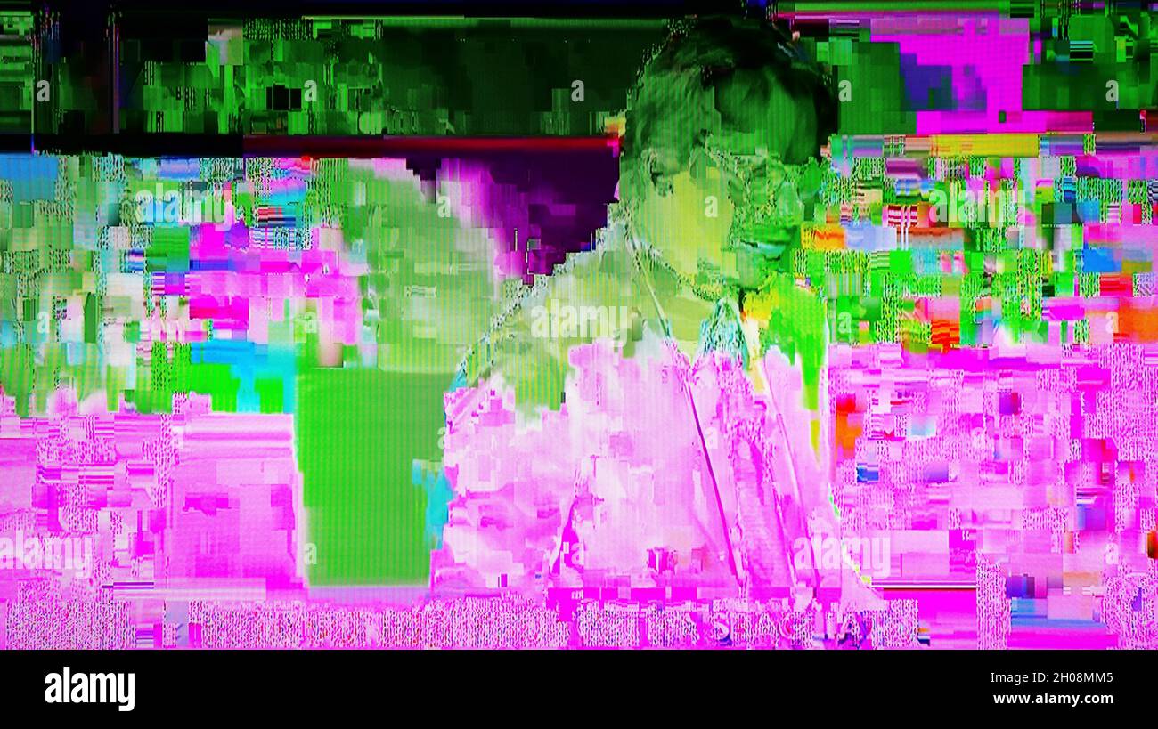 TV Static Noise Glitch Distortion Effect Digital Video signal on