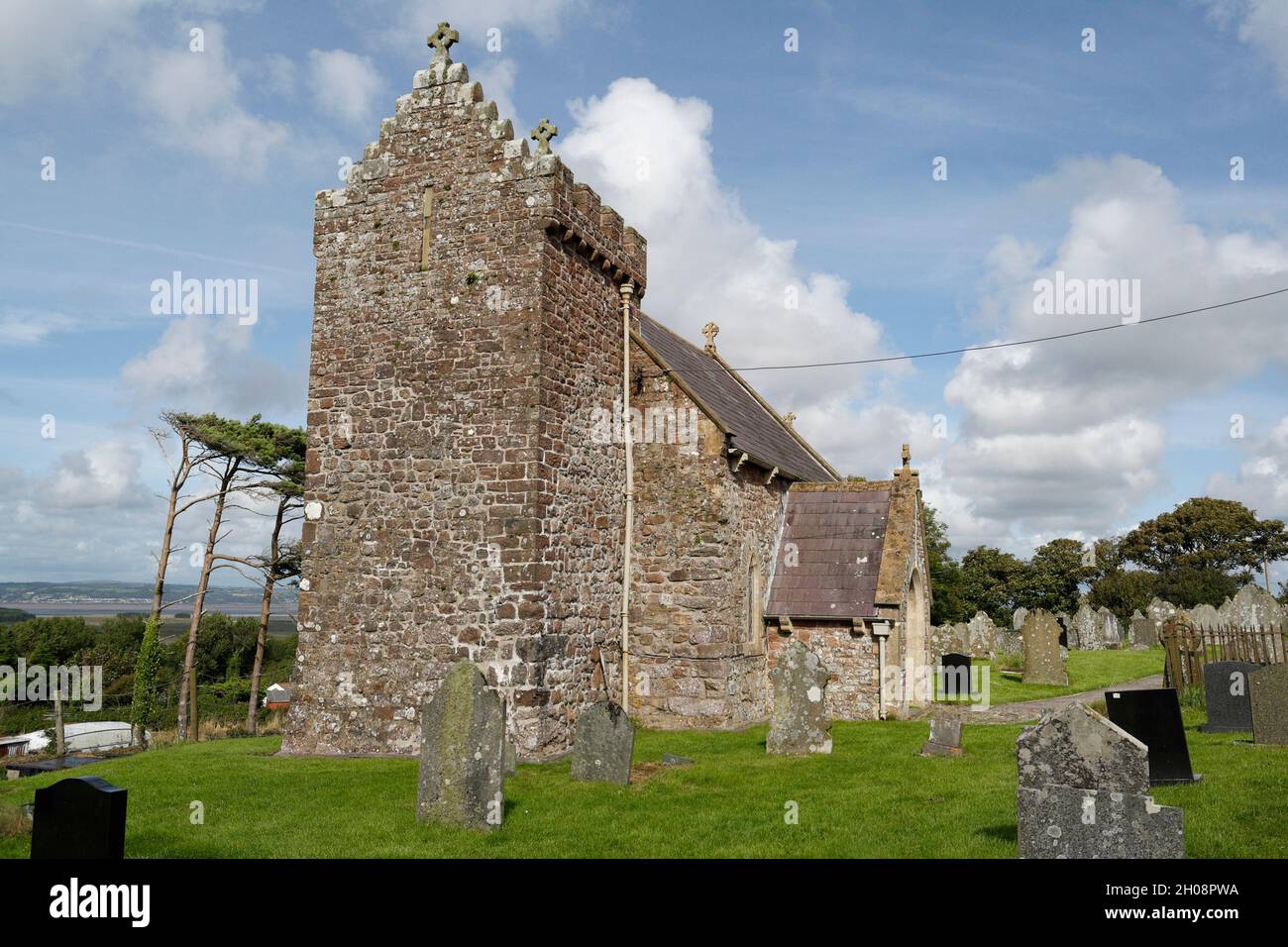 St Madoc's Church in Llanmadoc on the Gower Peninsula Wales, welsh village church Stock Photo