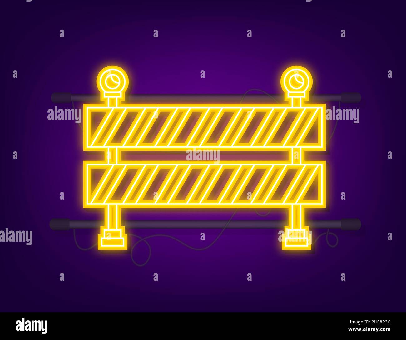 Under Construction Barrier. RNeon style. Fence of building or repair works sign. Vector stock illustration Stock Vector