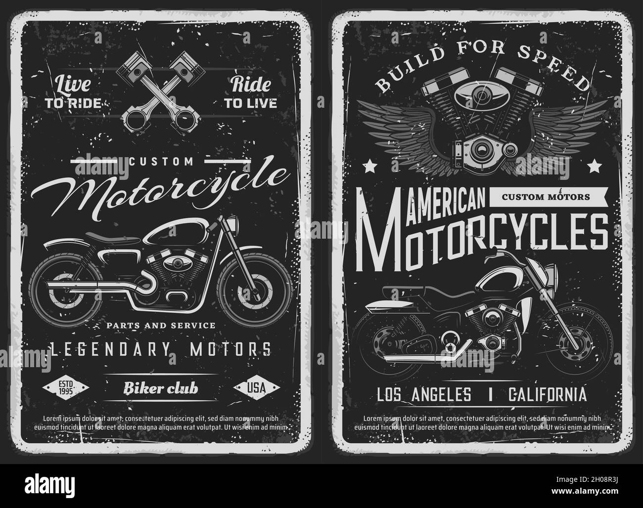 Vintage Tshirt Design Of Classic Motorcycle Garage Stock
