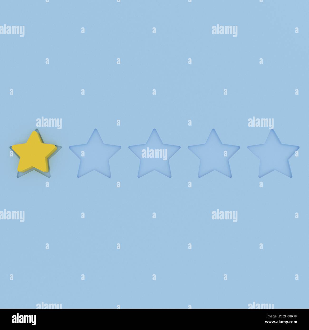 Ranking of one star out of five on a blue background Stock Photo - Alamy