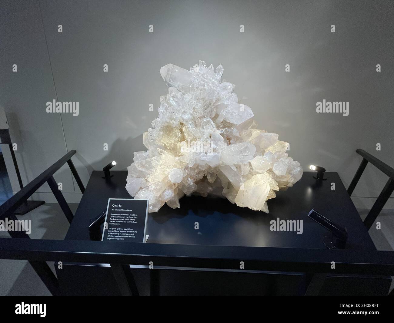 Large quartz on display in museum.  Stock Photo