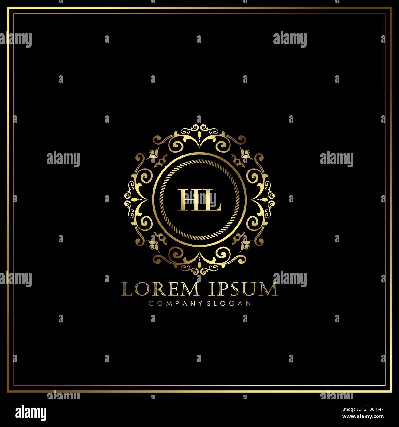 HL Initial Letter Luxury Logo template in vector for Restaurant, Royalty, Boutique, Cafe, Hotel, Heraldic, Jewelry, Fashion and other vector illustrat Stock Vector