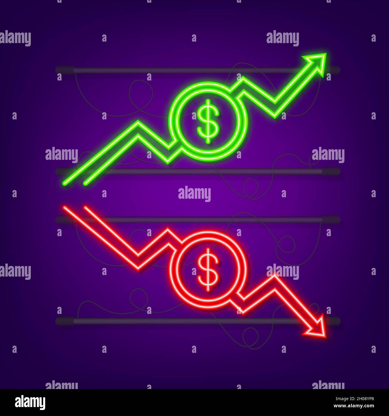 Up And Down Arrows With Euro Sign In Flat Icon Design On White