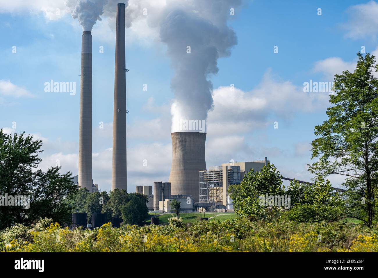 AEP Mountaineer coal power plant in Letart, West Virginia as viewed