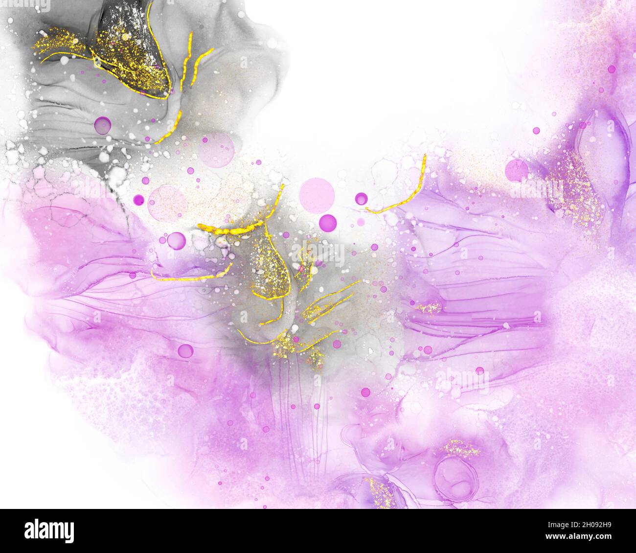 Abstract purple and black flower art painting background alcohol ink technique Stock Photo