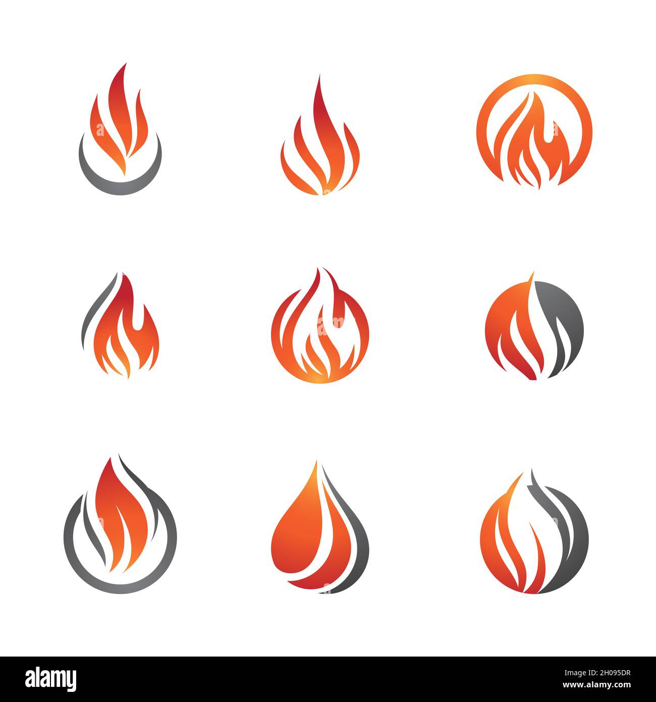 Hot flame fire vector icon illustration design template Stock Photo - Alamy