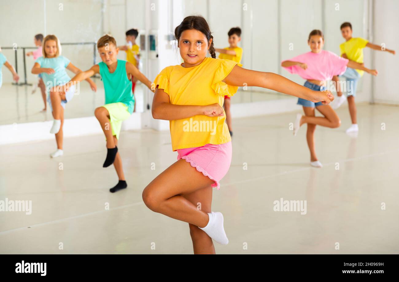 Children exercising modern dance moves together Stock Photo Alamy