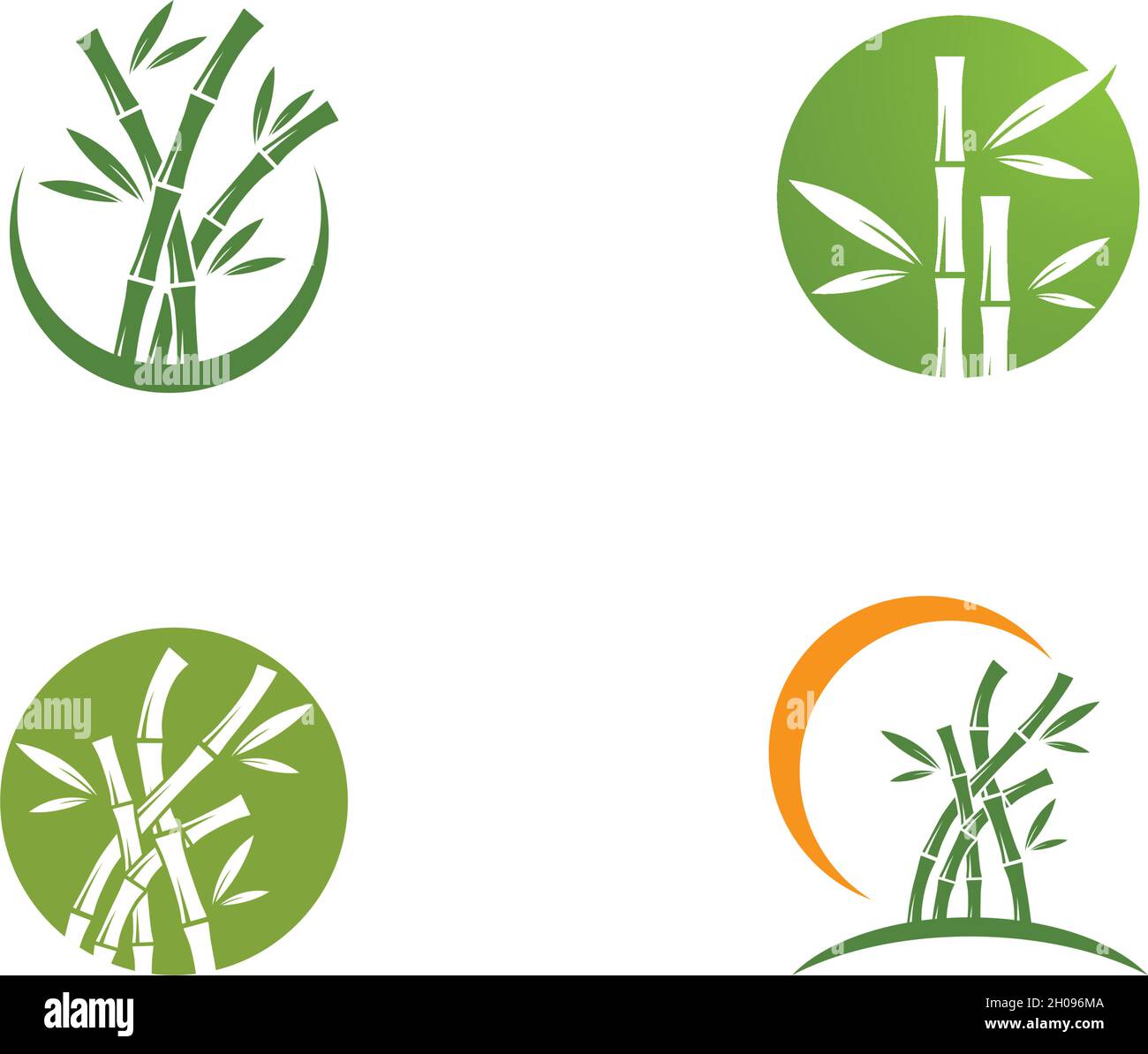 Bamboo with green leaf logo vector icon template Stock Vector