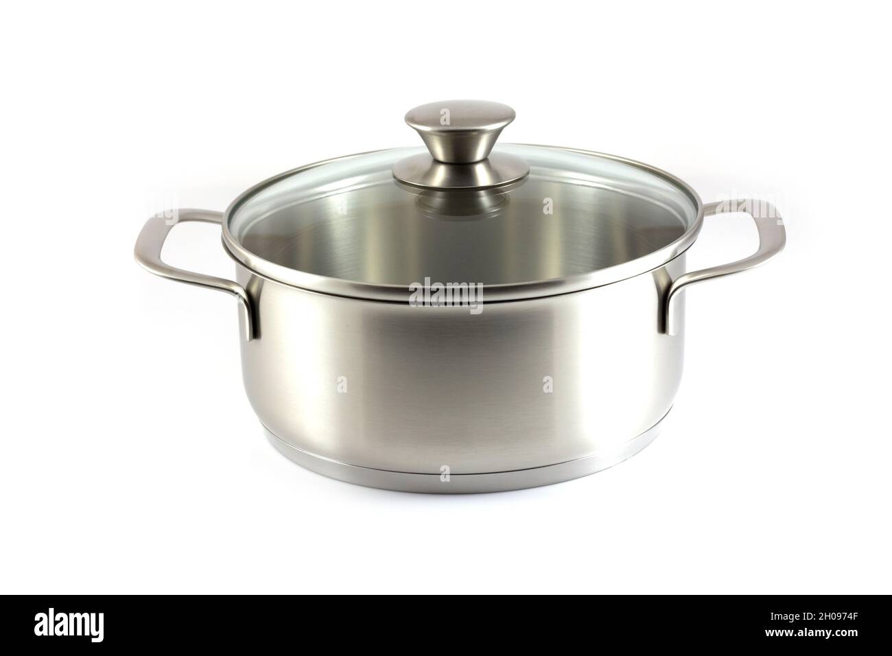 Stainless steel pot with glass cover isolated on white background Stock ...