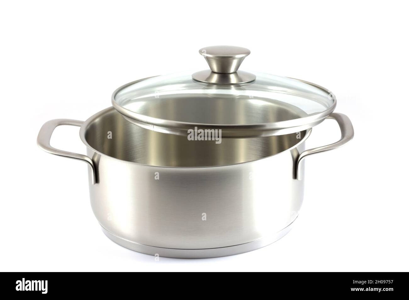 Stainless steel pot with glass cover isolated on white background Stock Photo Alamy