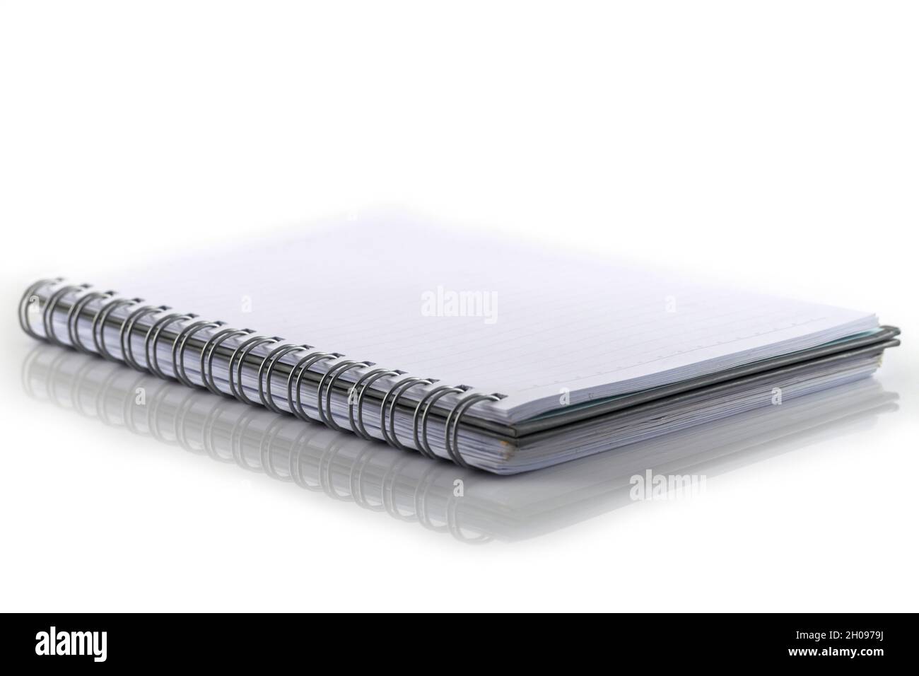 White spiral emty notebook on white background Stock Photo