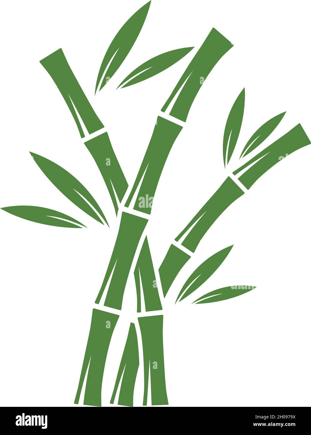 Bamboo logo with green leaf vector icon template Stock Vector