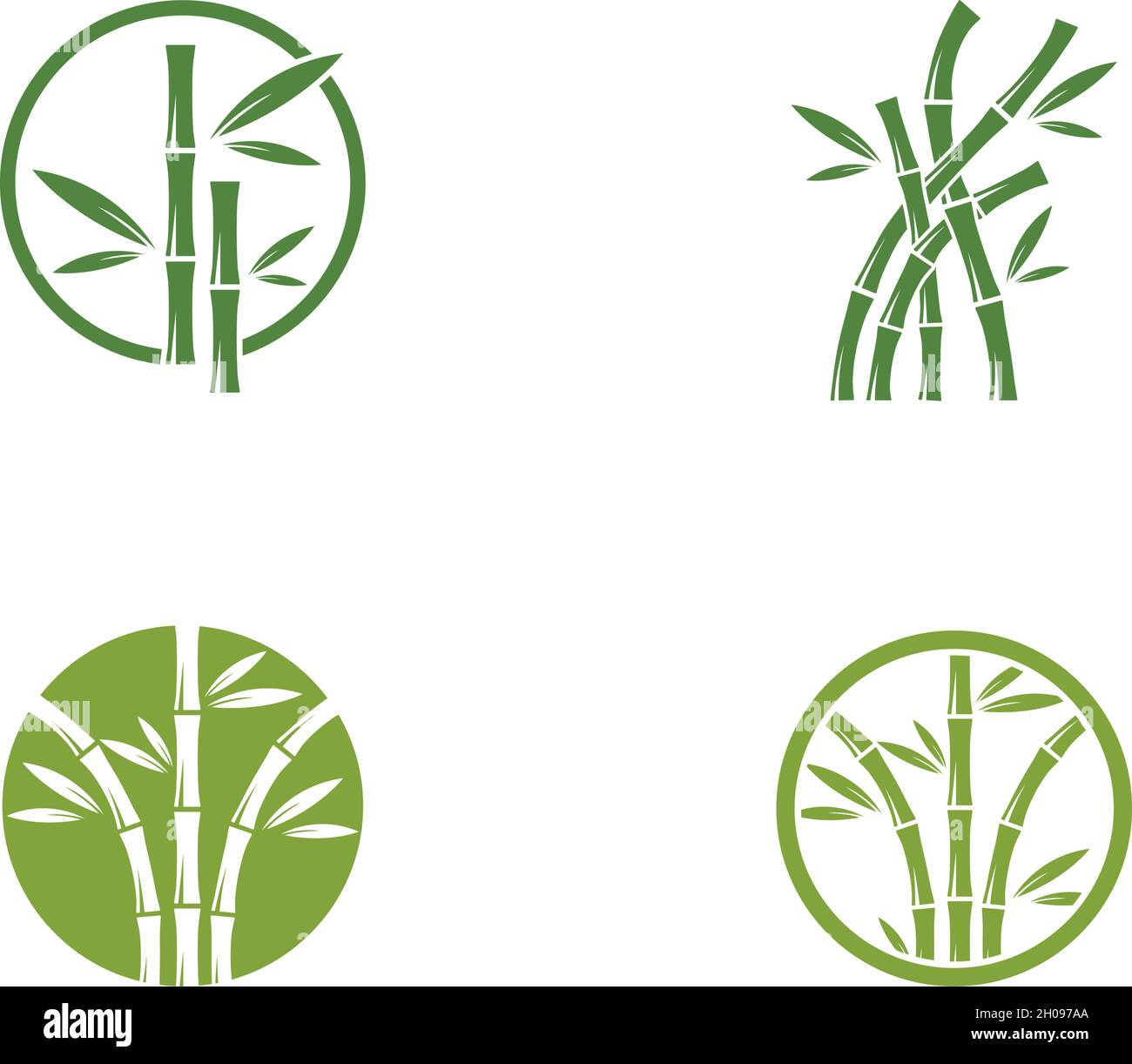 Bamboo with green leaf logo vector icon template Stock Vector