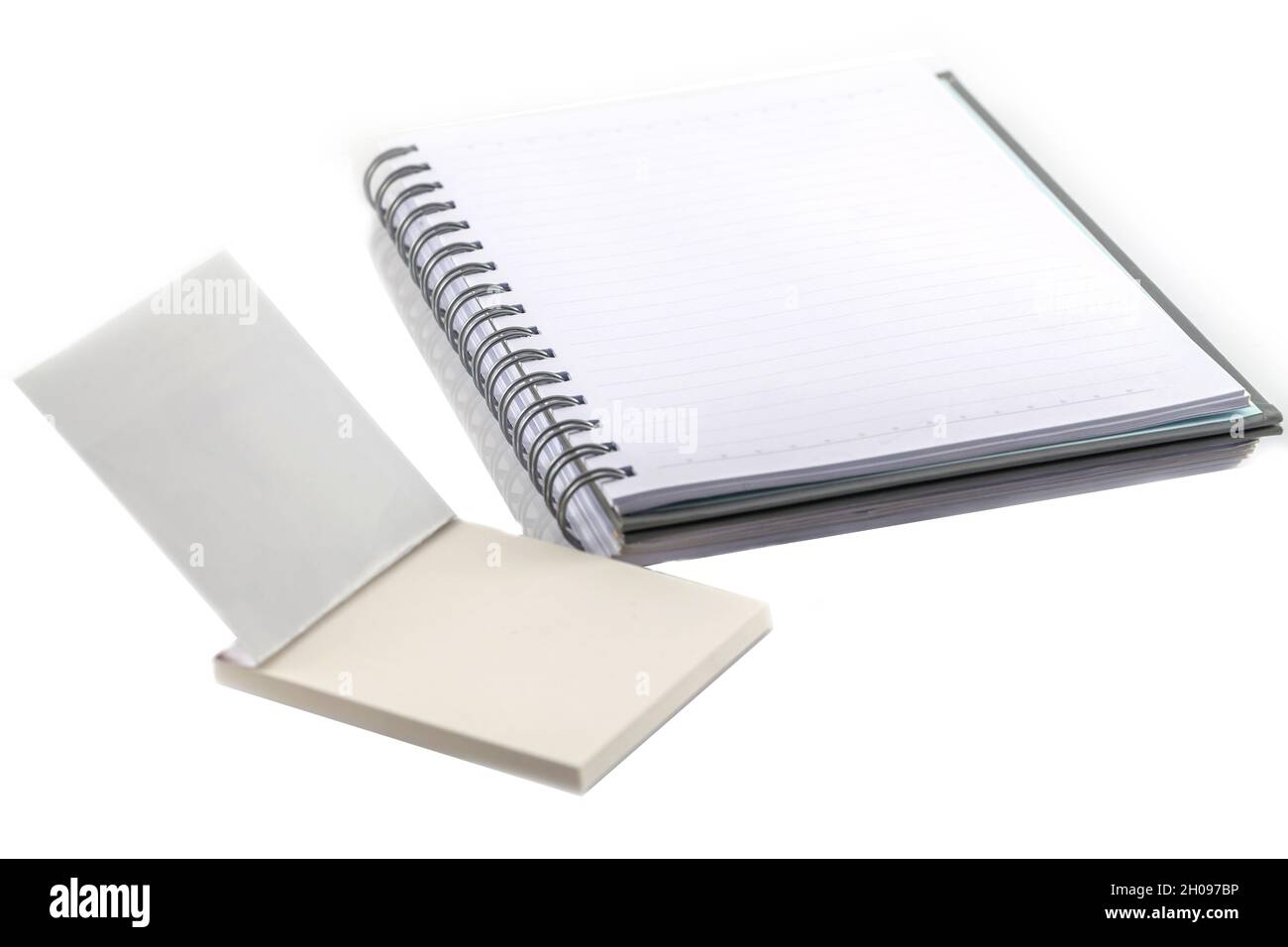 White spiral emty notebook on white background Stock Photo
