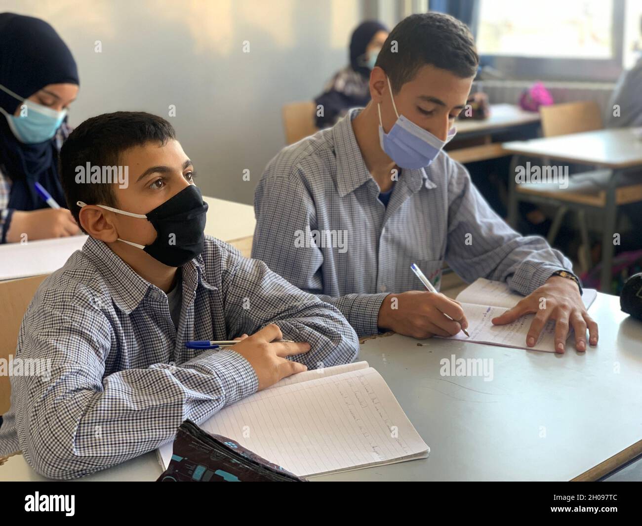 Beirut, Lebanon. 11th Oct, 2021. Students take their first class at a