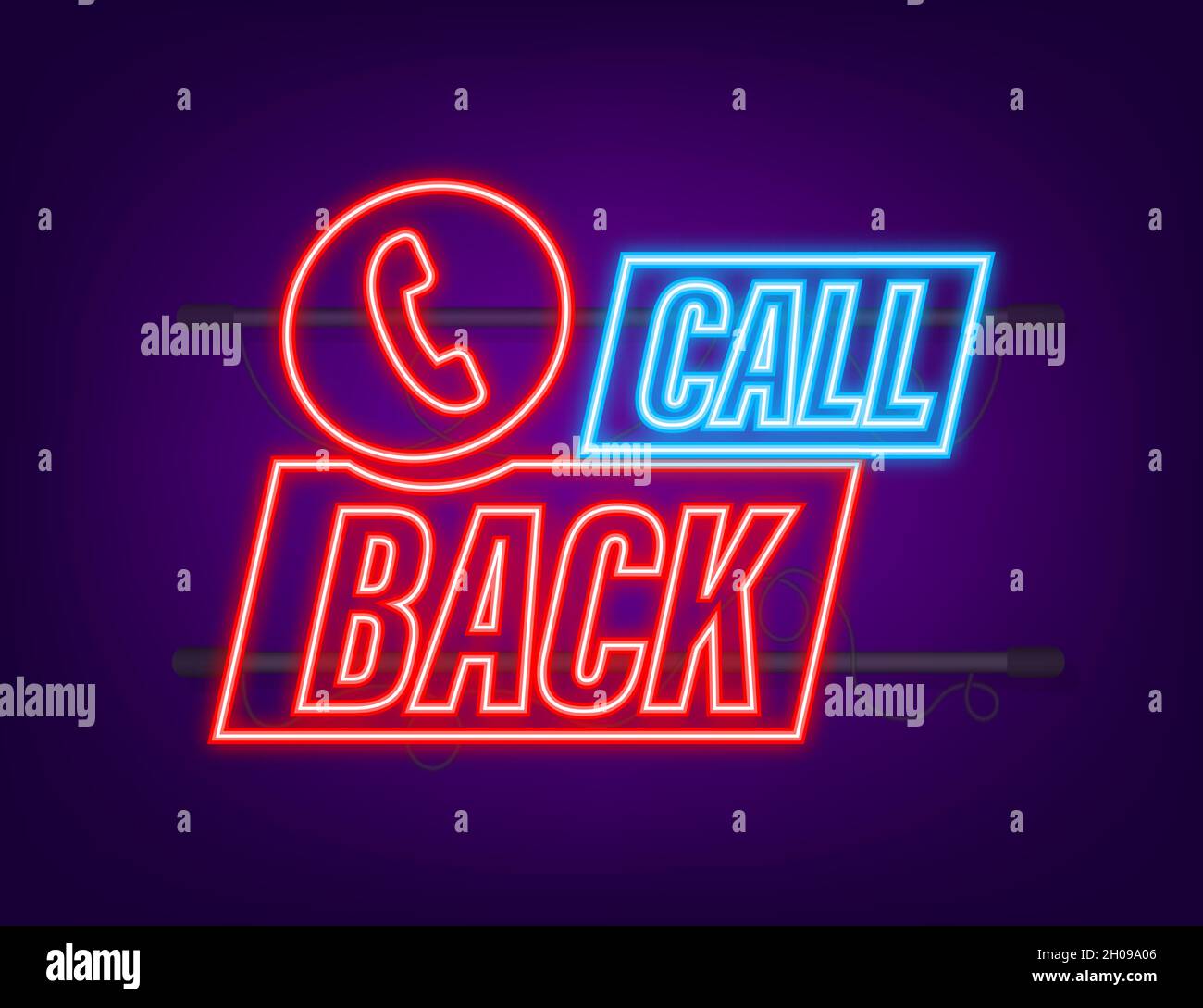 Call back. Information technology. Telephone neon icon. Customer ...