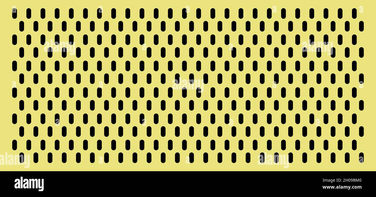 Peg board with oval holes. Rectangle yellow peg board perforated texture background for working bench tools. Vector illustration. Stock Vector