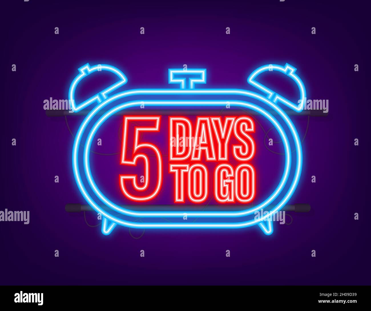 5 Days to go. Countdown timer. Neon icon. Time icon. Count time sale ...