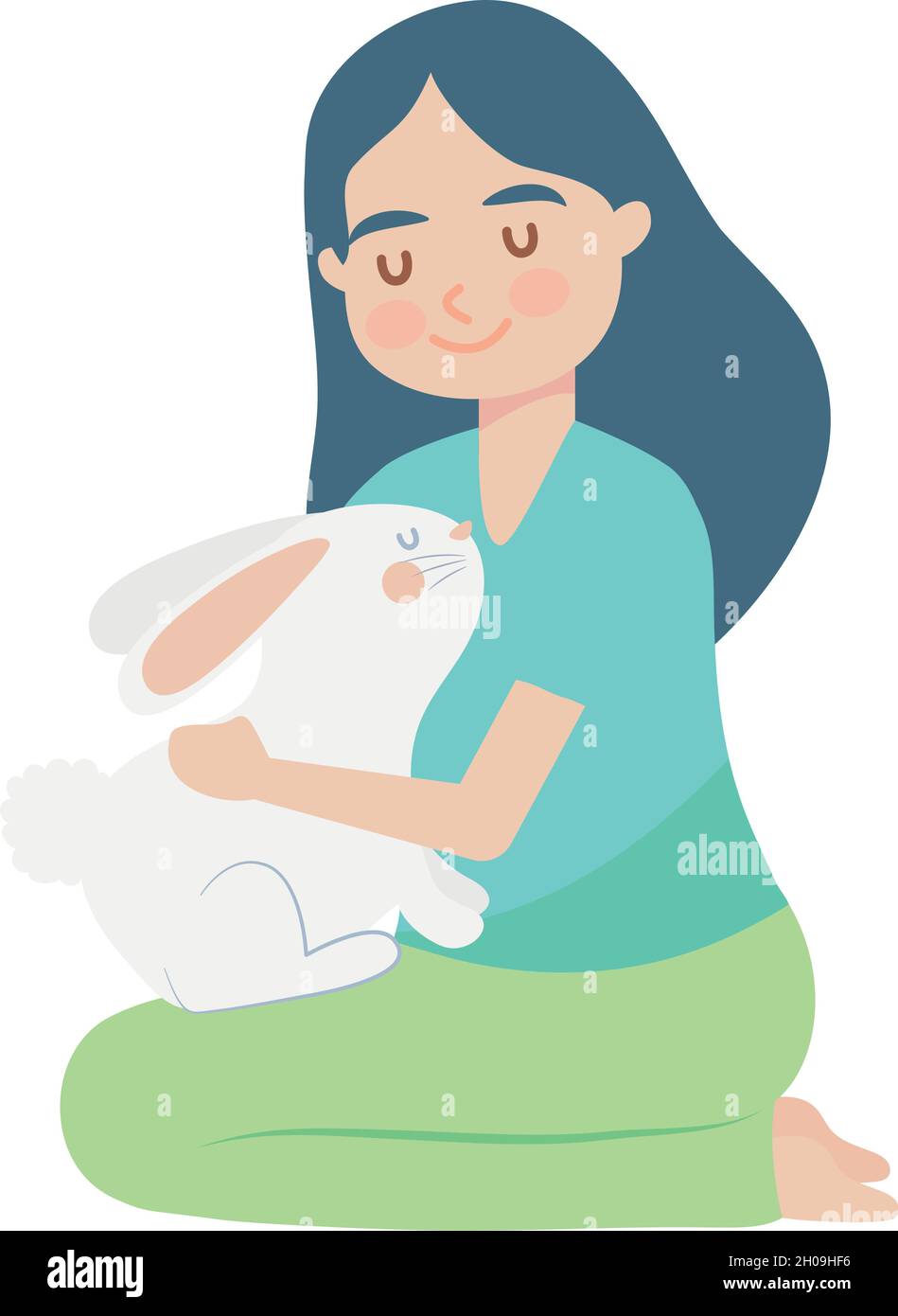 cute woman hugging a rabbit Stock Vector Image & Art - Alamy