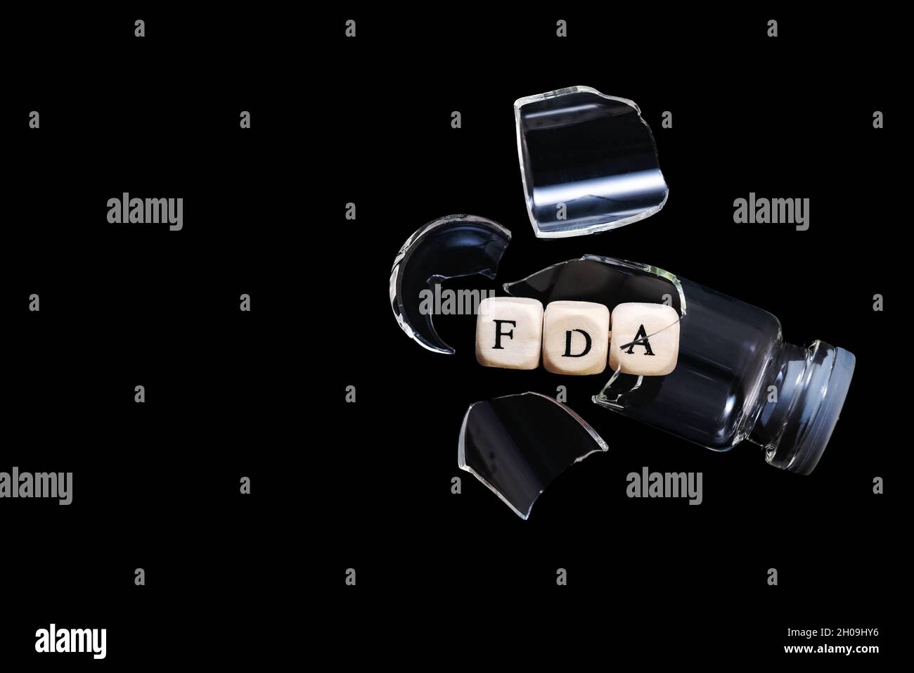 The concept of rejection of new medications, vaccines and biopharmaceuticals by the FDA. Stock Photo