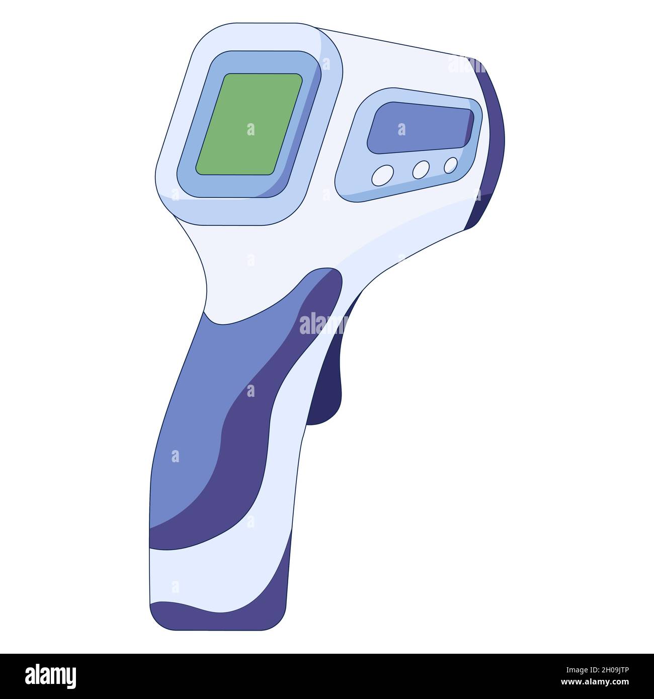 Infrared thermometer, body temperature check in a flat style isolated on a white background Stock Vector
